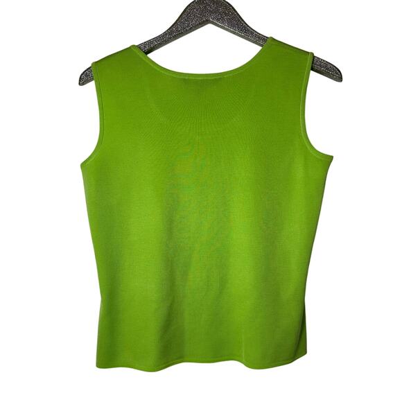 Ming Wang Lime Green Scoop Neck Knit Tank Top